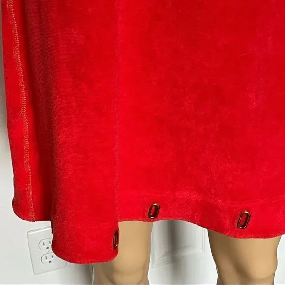 Boston Proper 3/4 Sleeve Red Grommet Terrycloth Tunic Mini Dress Size Small - Picture 8 of 16